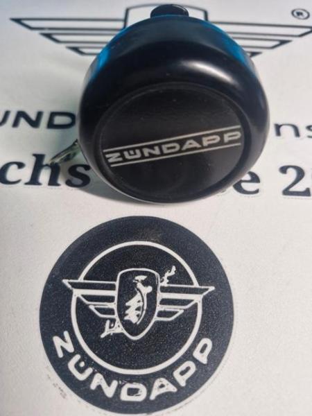Zündapp Glocke Klingel 400-17.610 schwarz gepulvert mit Zündapp Schrift Gravur !